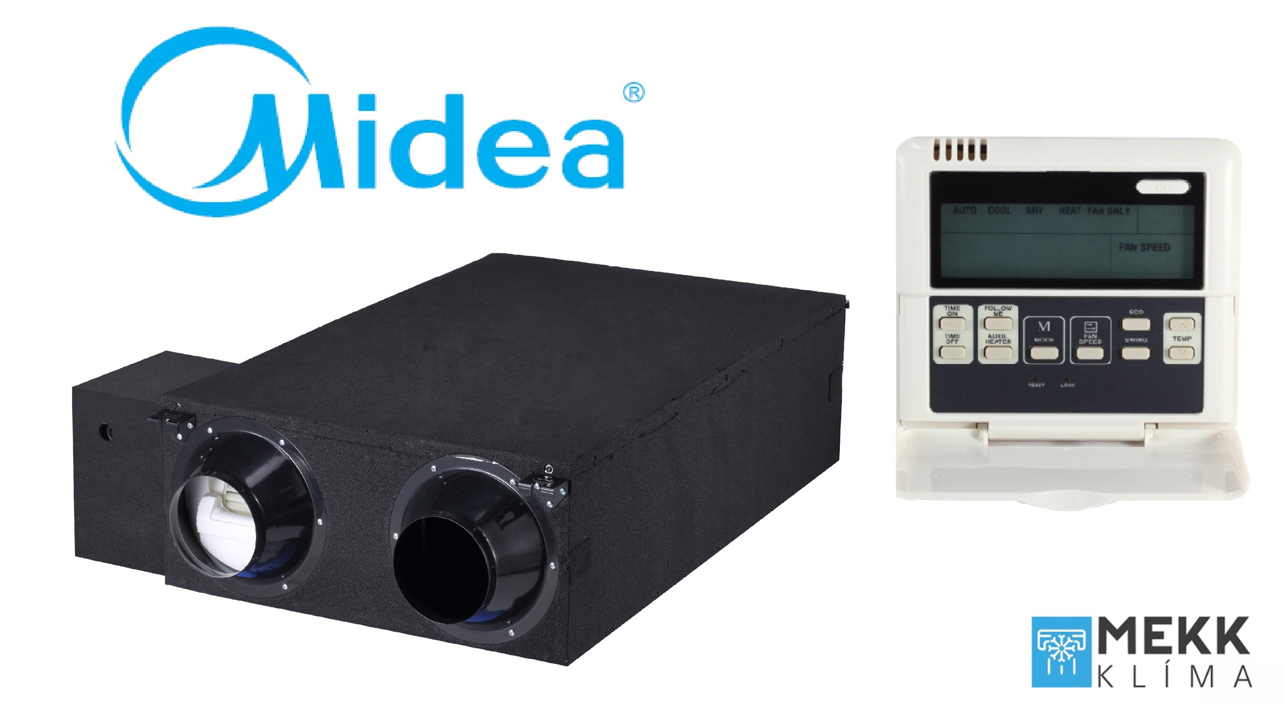 Midea (HRV-D500 (B)) Hővisszanyerős szellőztető KJR-27B/E távirányítóval 500m3/h hővisszanyerős szellőztető