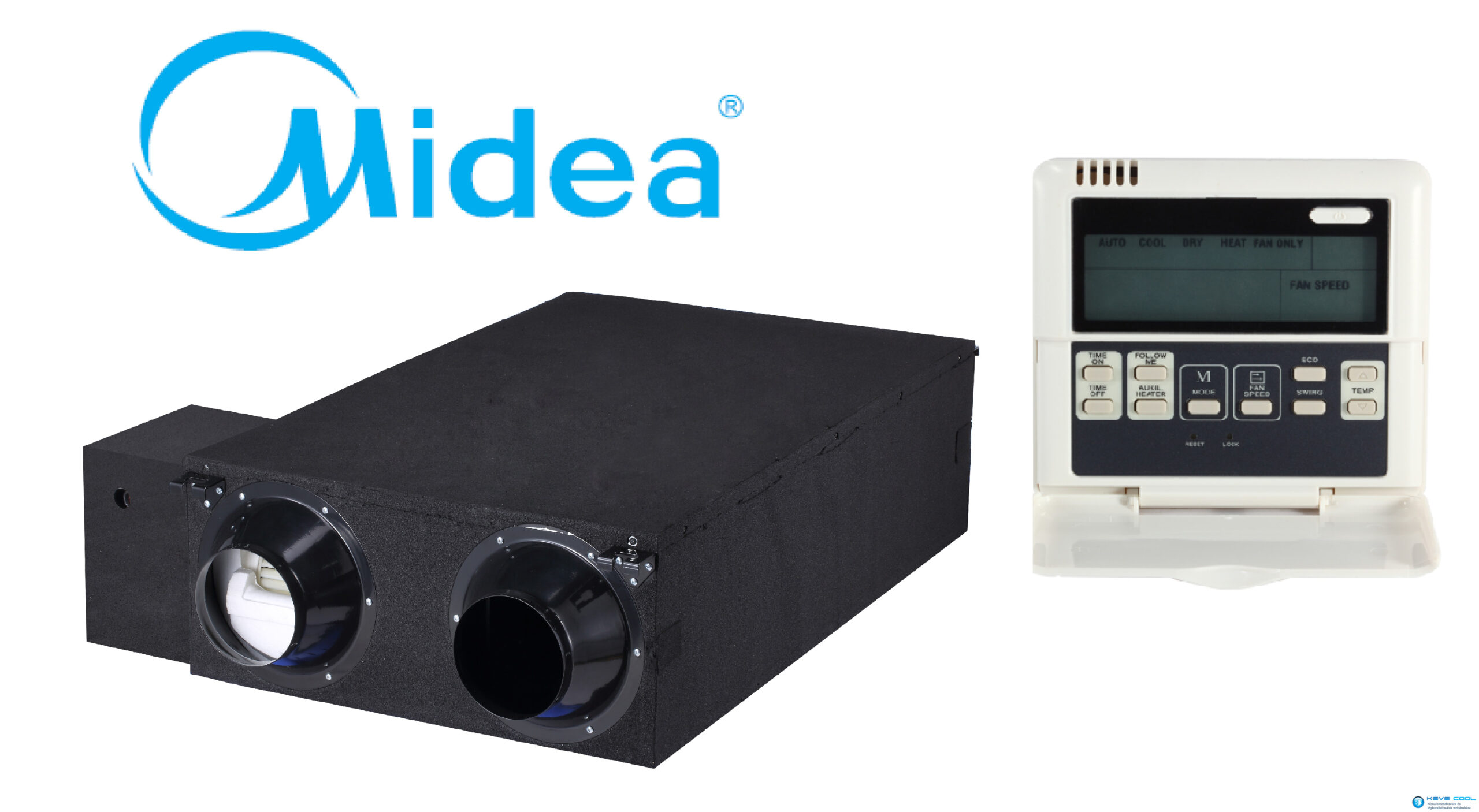 Midea HRV-D200(B)) Hővisszanyerős szellőztető WDC-120G/WK távirányítóval 200m3/h hővisszanyerős szellőztető
