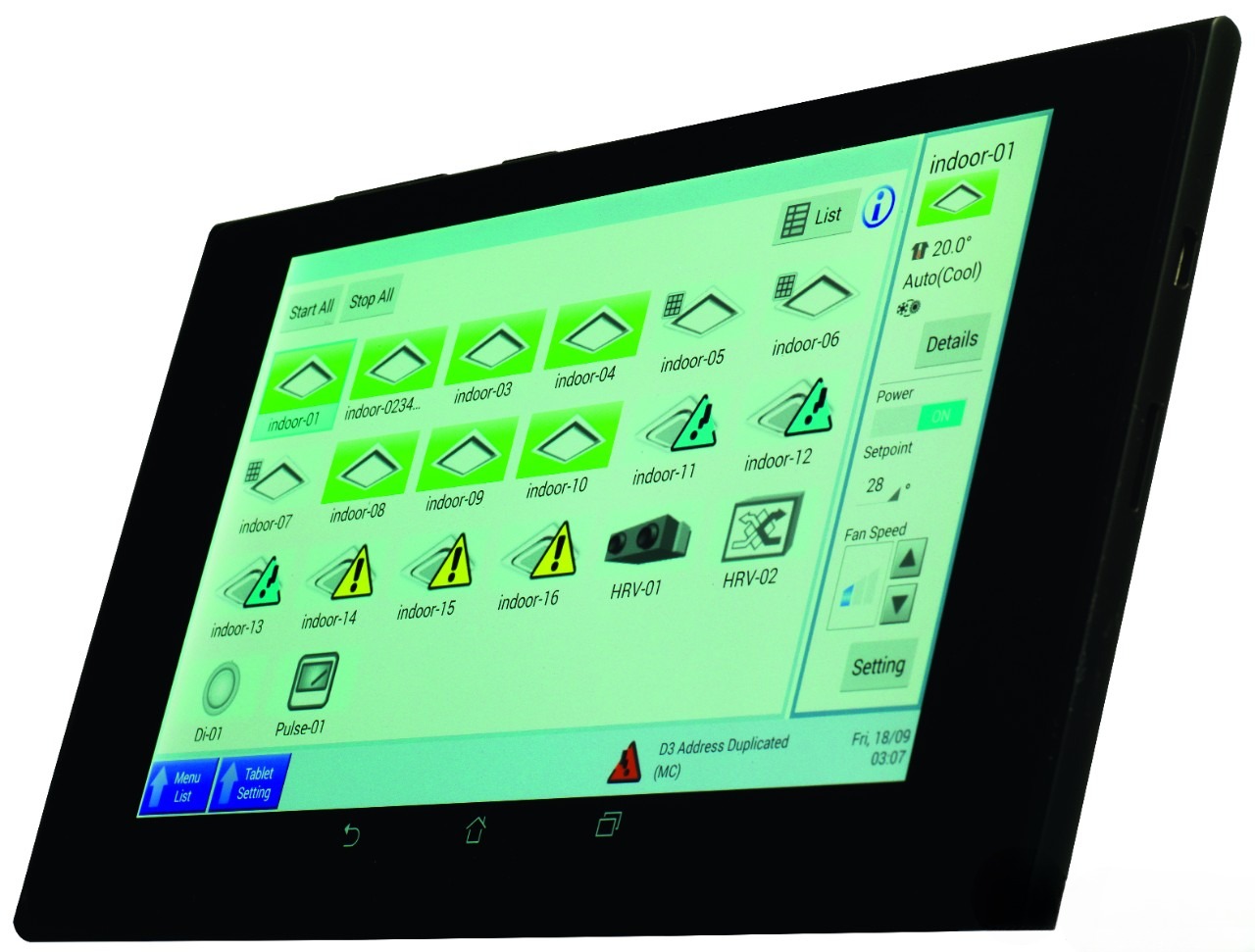 Daikin (Z380M) Opcionális stílusos táblagép a helyi vezérléshez